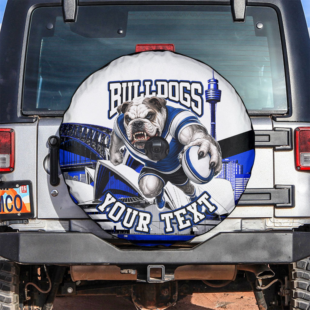 Personalised Canterbury Bankstown Bulldogs Spare Tire Cover Rugby Mascot Sydney City Skyline