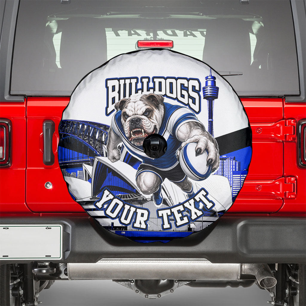 Personalised Canterbury Bankstown Bulldogs Spare Tire Cover Rugby Mascot Sydney City Skyline