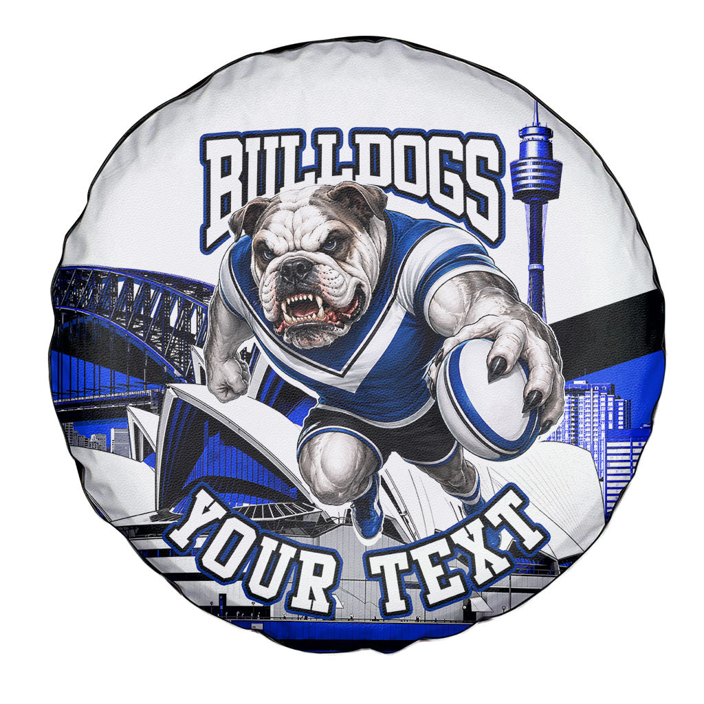 Personalised Canterbury Bankstown Bulldogs Spare Tire Cover Rugby Mascot Sydney City Skyline
