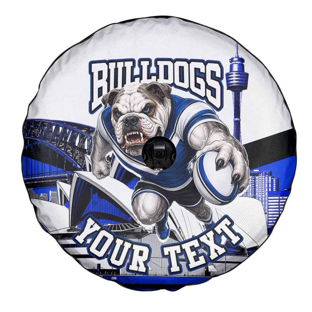 Personalised Canterbury Bankstown Bulldogs Spare Tire Cover Rugby Mascot Sydney City Skyline