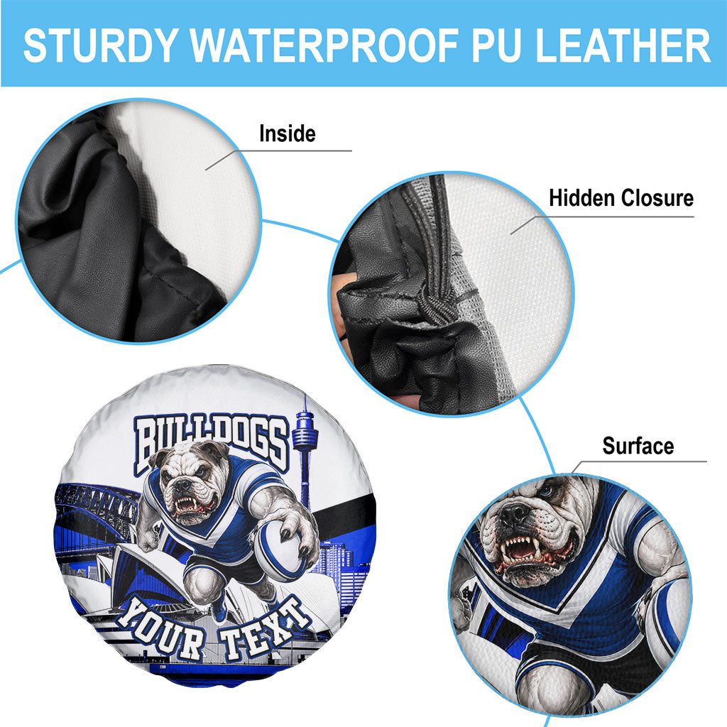 Personalised Canterbury Bankstown Bulldogs Spare Tire Cover Rugby Mascot Sydney City Skyline