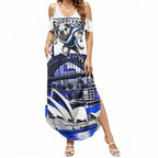 Personalised Canterbury Bankstown Bulldogs Summer Maxi Dress Rugby Mascot Sydney City Skyline
