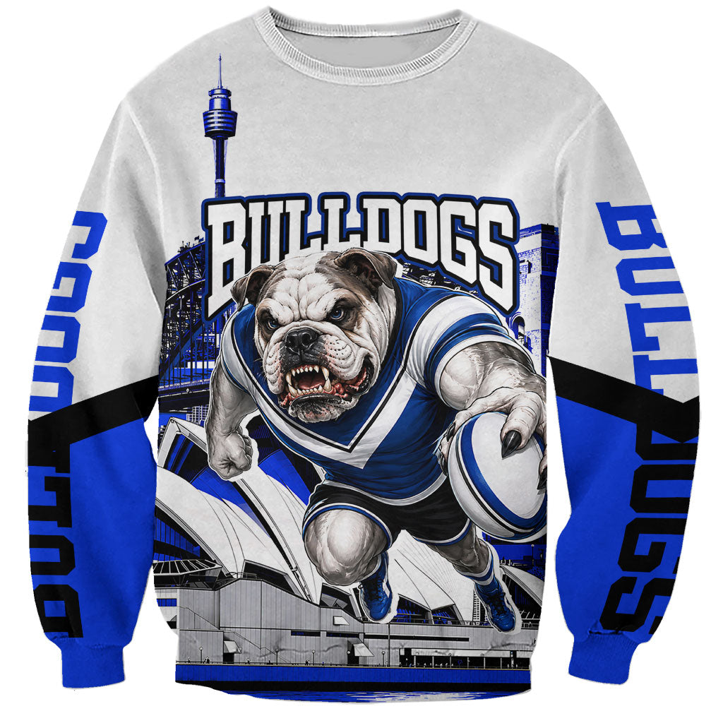 Personalised Canterbury Bankstown Bulldogs Sweatshirt Rugby Mascot Sydney City Skyline