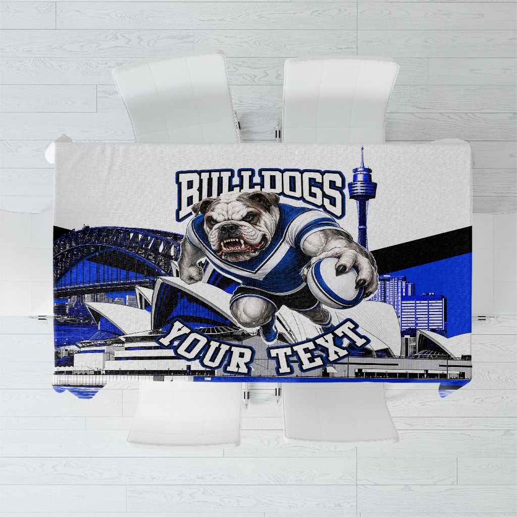 Personalised Canterbury Bankstown Bulldogs Tablecloth Rugby Mascot Sydney City Skyline