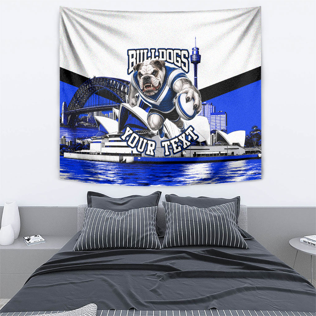 Personalised Canterbury Bankstown Bulldogs Tapestry Rugby Mascot Sydney City Skyline