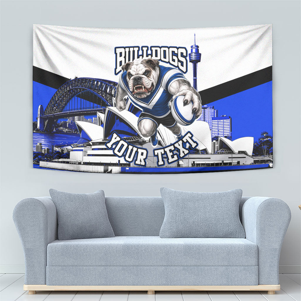 Personalised Canterbury Bankstown Bulldogs Tapestry Rugby Mascot Sydney City Skyline