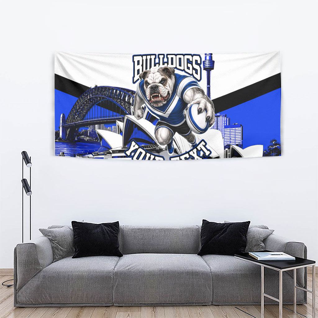 Personalised Canterbury Bankstown Bulldogs Tapestry Rugby Mascot Sydney City Skyline