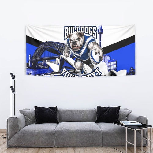 Personalised Canterbury Bankstown Bulldogs Tapestry Rugby Mascot Sydney City Skyline