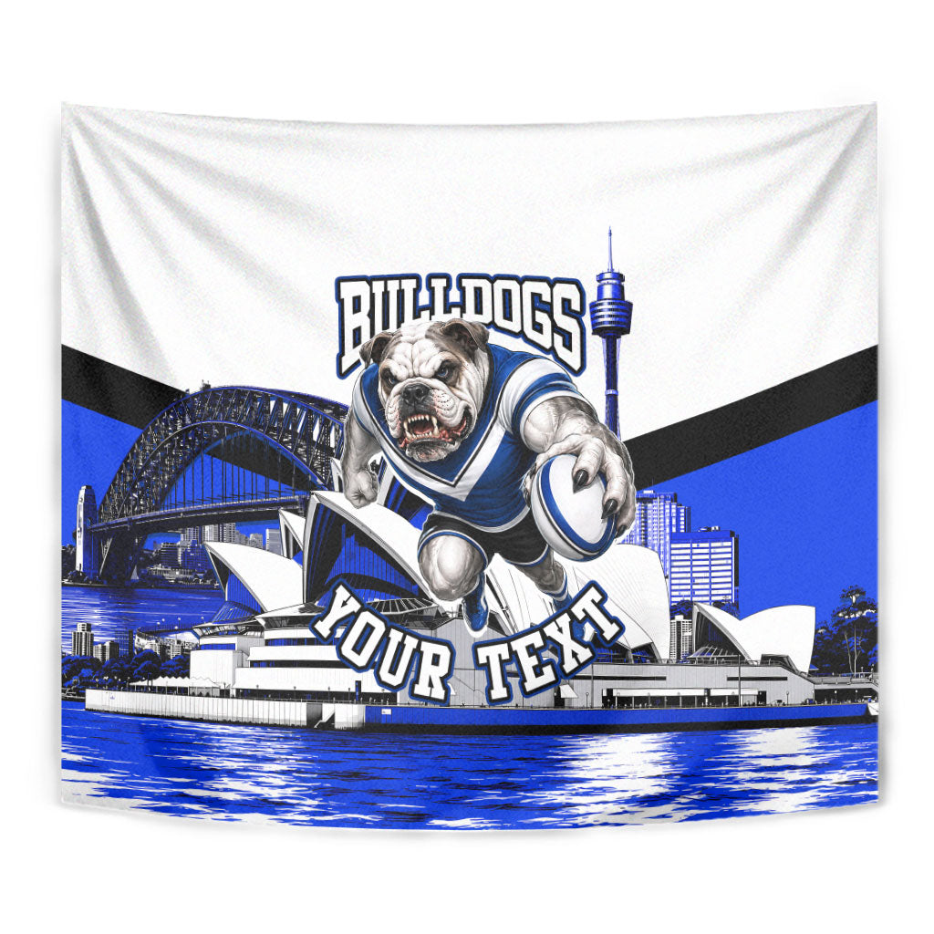 Personalised Canterbury Bankstown Bulldogs Tapestry Rugby Mascot Sydney City Skyline