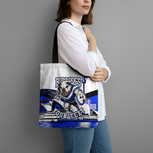 Personalised Canterbury Bankstown Bulldogs Tote Bag Rugby Mascot Sydney City Skyline