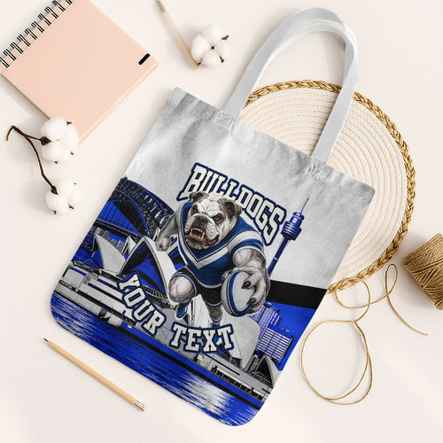 Personalised Canterbury Bankstown Bulldogs Tote Bag Rugby Mascot Sydney City Skyline