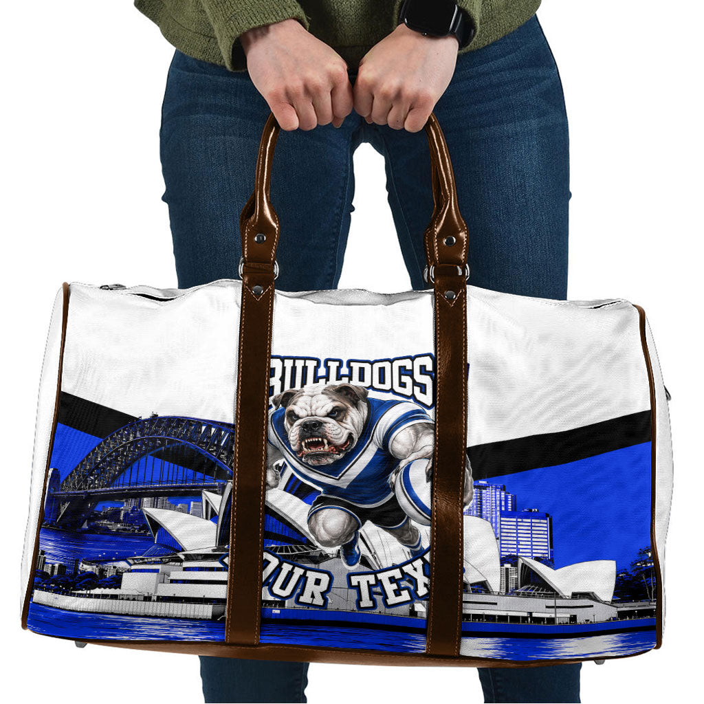 Personalised Canterbury Bankstown Bulldogs Travel Bag Rugby Mascot Sydney City Skyline