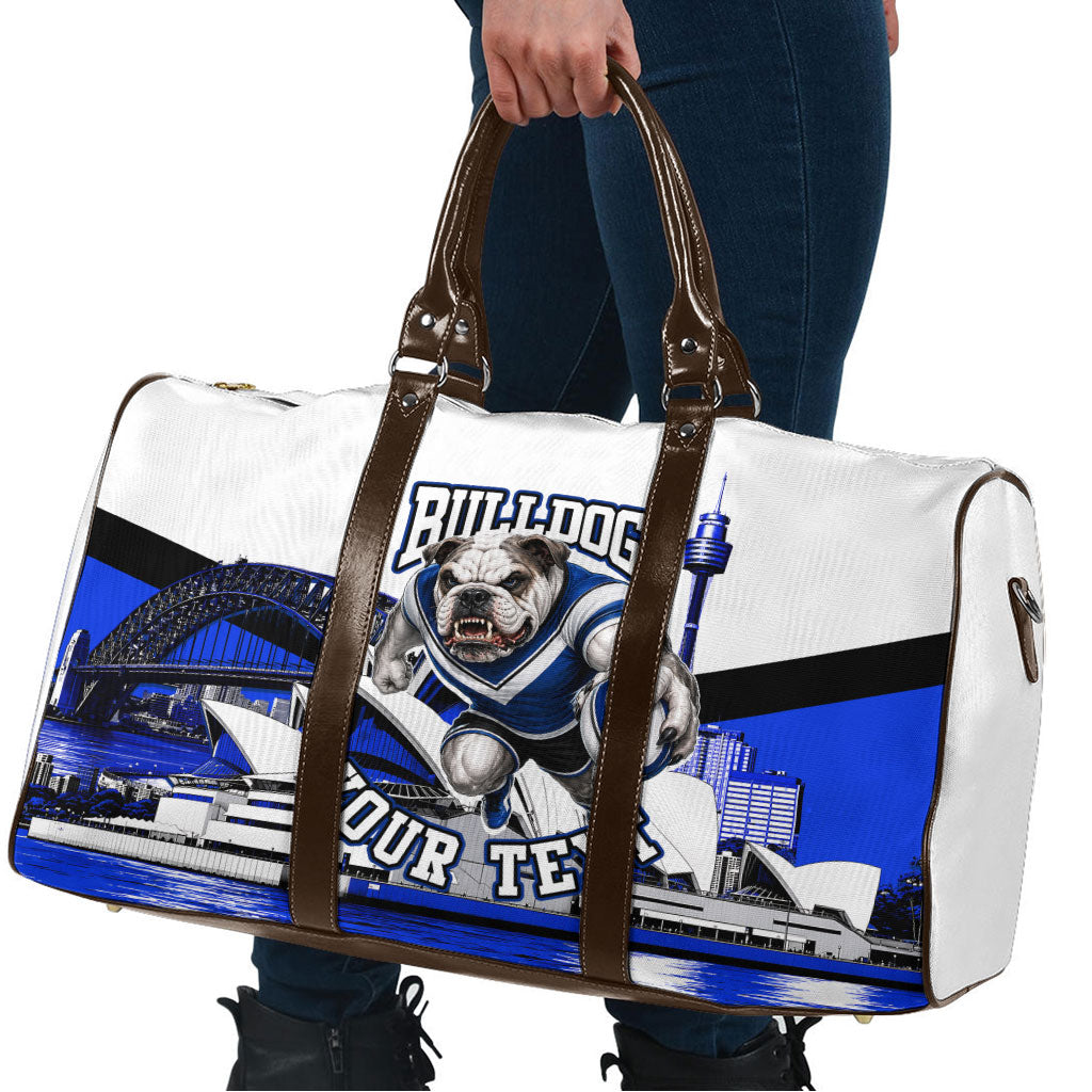 Personalised Canterbury Bankstown Bulldogs Travel Bag Rugby Mascot Sydney City Skyline