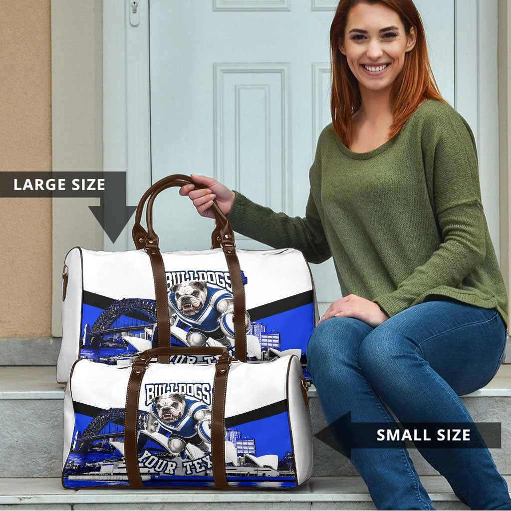Personalised Canterbury Bankstown Bulldogs Travel Bag Rugby Mascot Sydney City Skyline