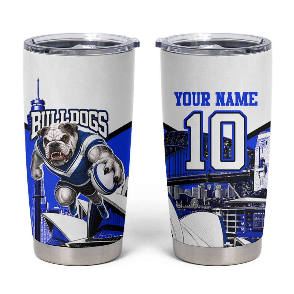 Personalised Canterbury Bankstown Bulldogs Tumbler Cup Rugby Mascot Sydney City Skyline
