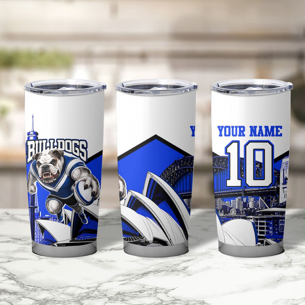 Personalised Canterbury Bankstown Bulldogs Tumbler Cup Rugby Mascot Sydney City Skyline