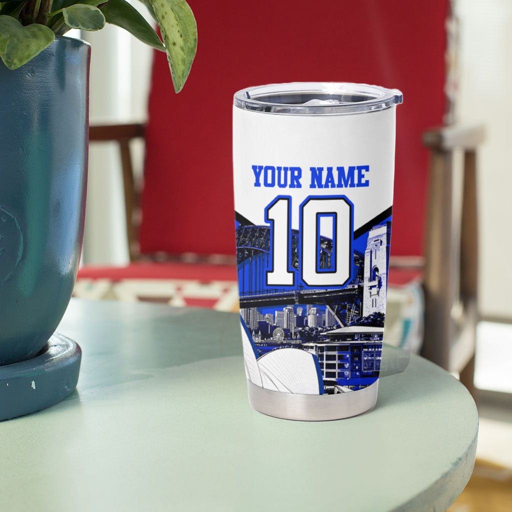 Personalised Canterbury Bankstown Bulldogs Tumbler Cup Rugby Mascot Sydney City Skyline