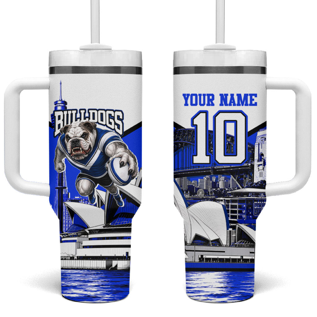Personalised Canterbury Bankstown Bulldogs Tumbler With Handle Rugby Mascot Sydney City Skyline