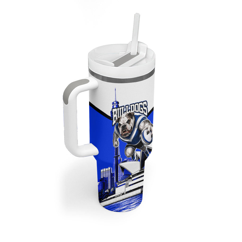 Personalised Canterbury Bankstown Bulldogs Tumbler With Handle Rugby Mascot Sydney City Skyline