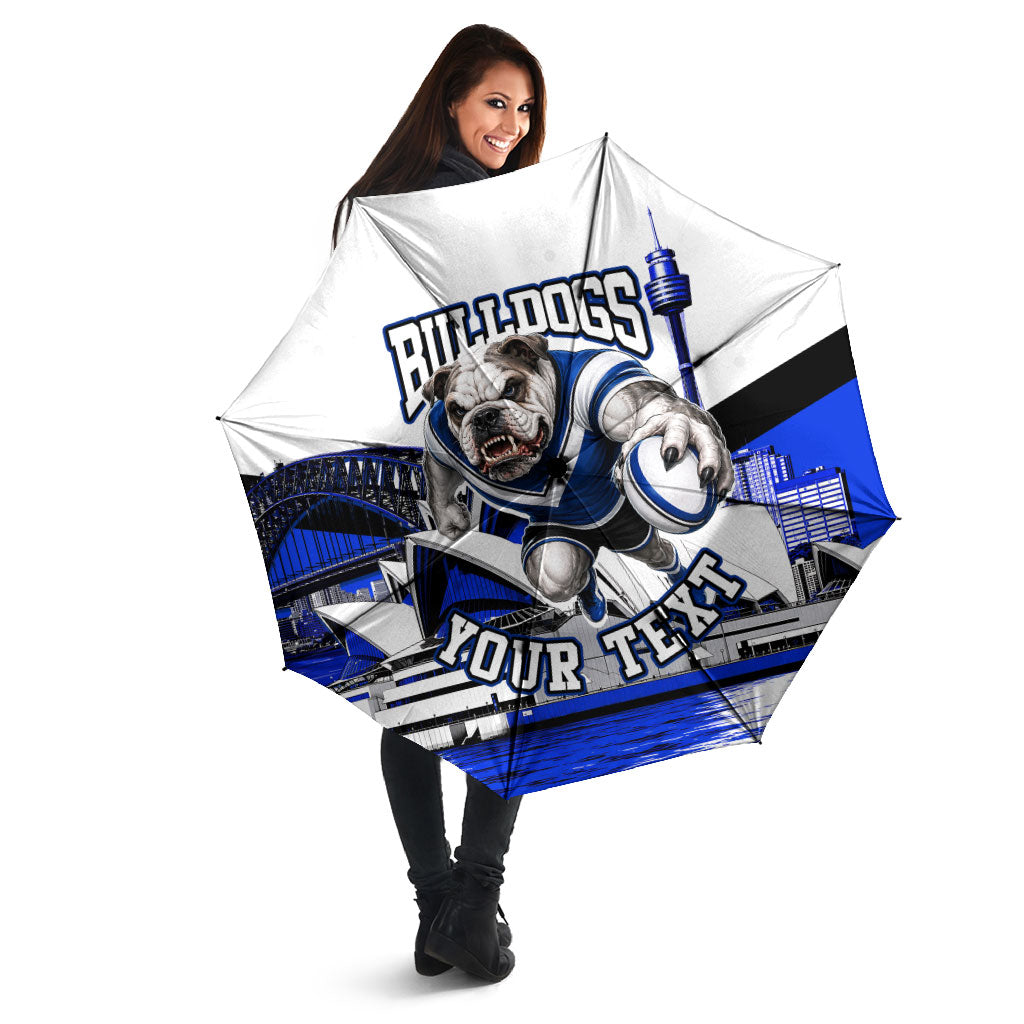Personalised Canterbury Bankstown Bulldogs Umbrella Rugby Mascot Sydney City Skyline