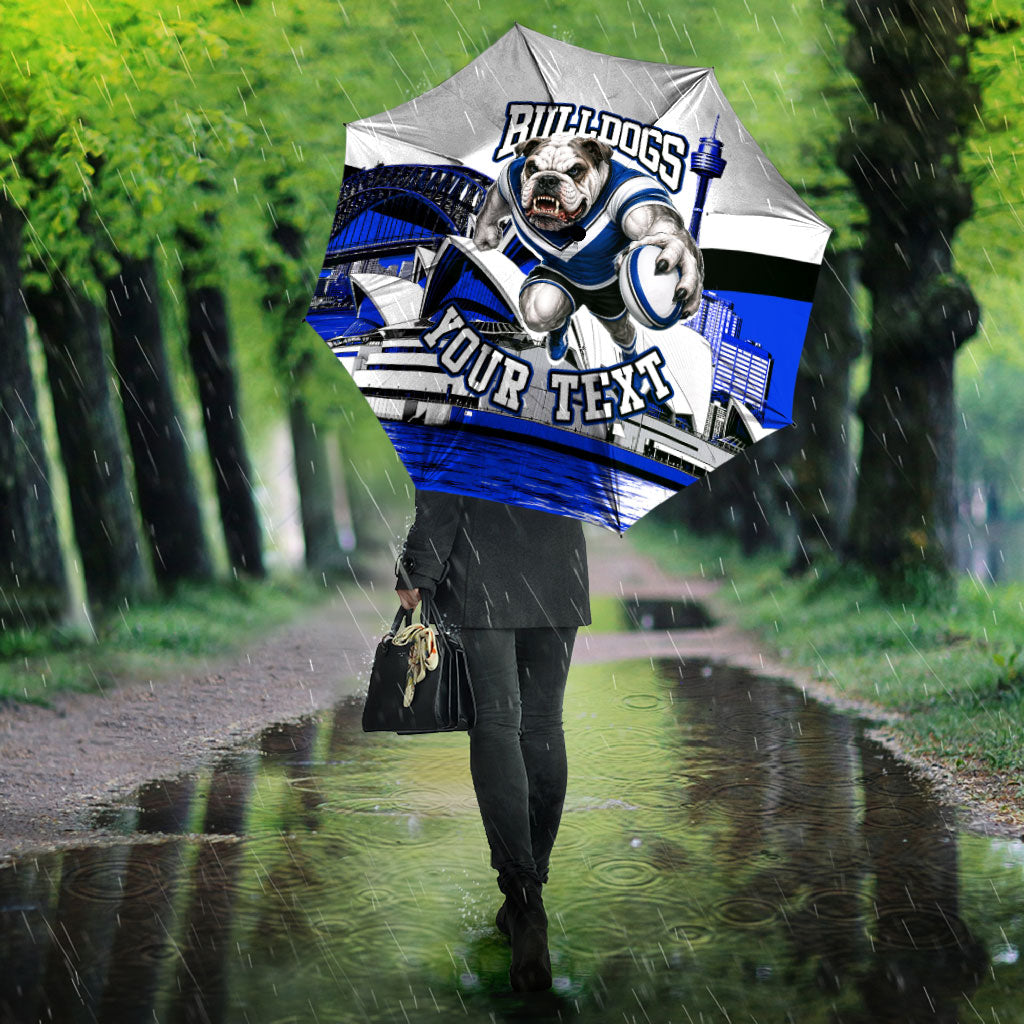 Personalised Canterbury Bankstown Bulldogs Umbrella Rugby Mascot Sydney City Skyline