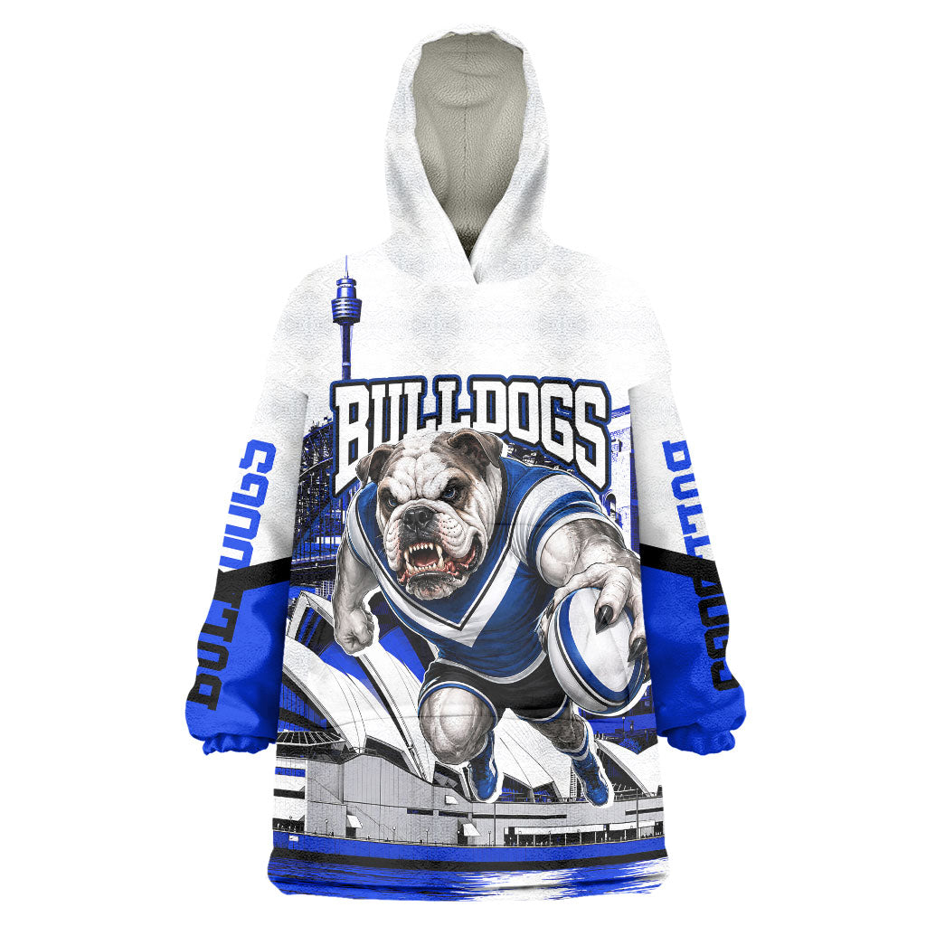 Personalised Canterbury Bankstown Bulldogs Wearable Blanket Hoodie Rugby Mascot Sydney City Skyline