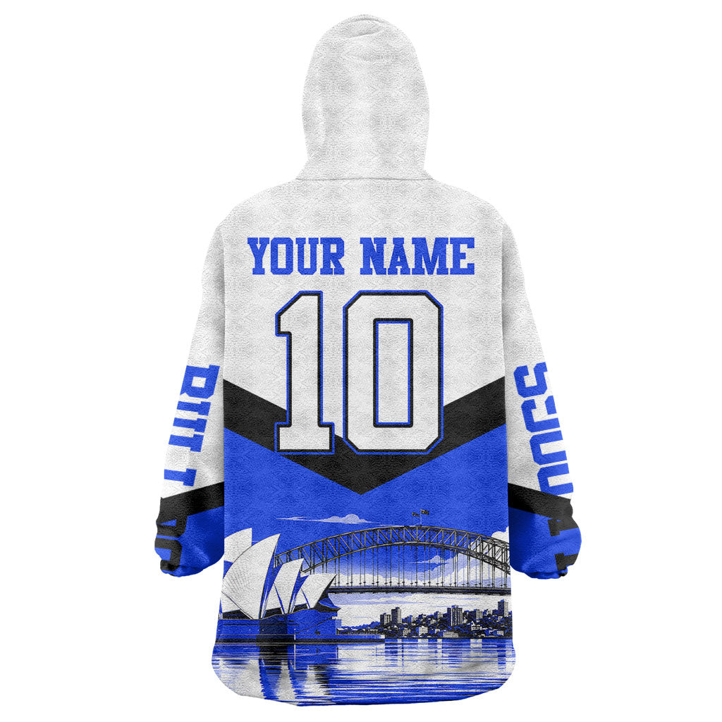 Personalised Canterbury Bankstown Bulldogs Wearable Blanket Hoodie Rugby Mascot Sydney City Skyline