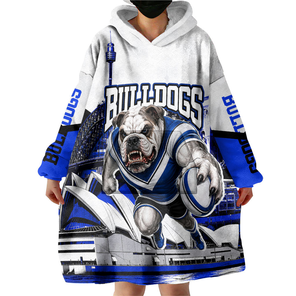 Personalised Canterbury Bankstown Bulldogs Wearable Blanket Hoodie Rugby Mascot Sydney City Skyline