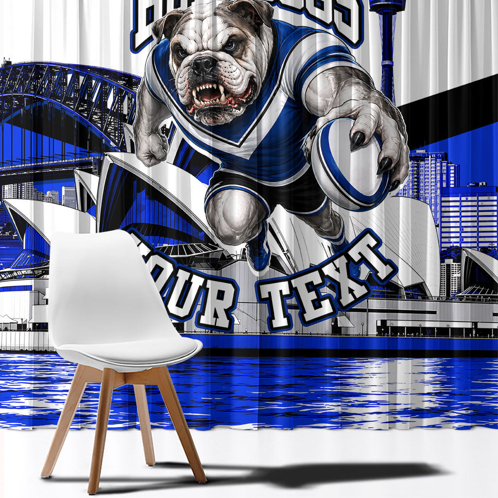 Personalised Canterbury Bankstown Bulldogs Window Curtain Rugby Mascot Sydney City Skyline