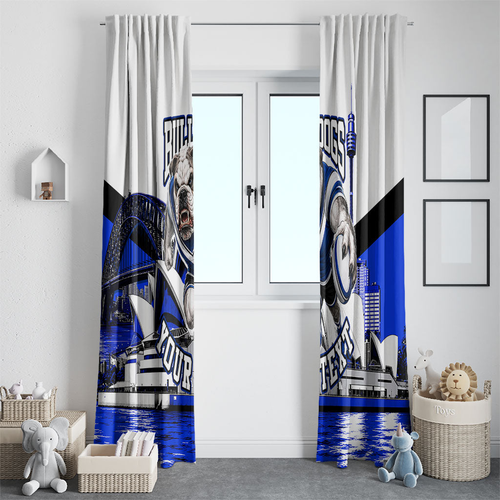Personalised Canterbury Bankstown Bulldogs Window Curtain Rugby Mascot Sydney City Skyline