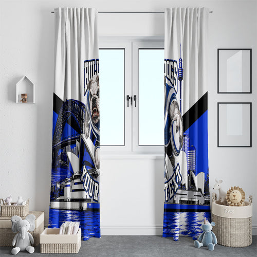 Personalised Canterbury Bankstown Bulldogs Window Curtain Rugby Mascot Sydney City Skyline