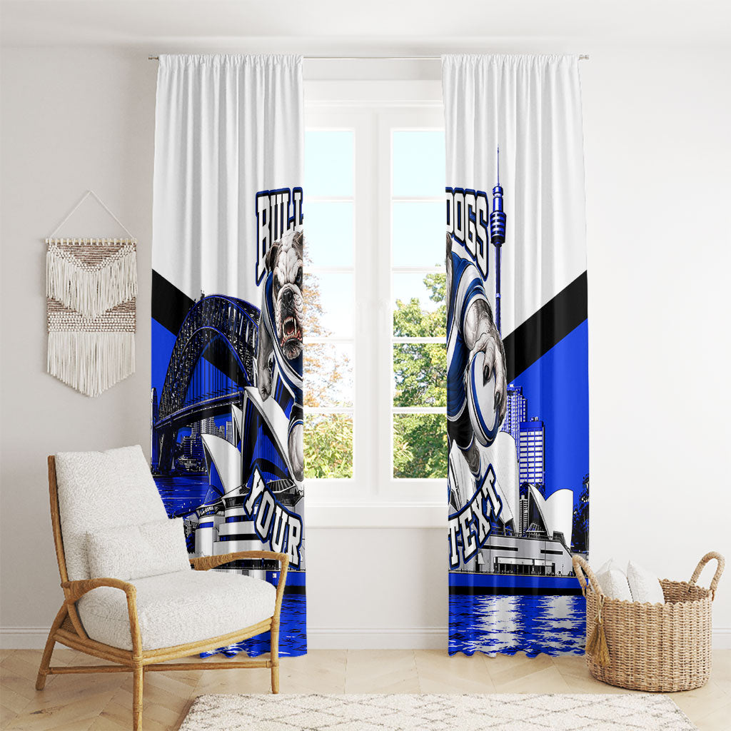 Personalised Canterbury Bankstown Bulldogs Window Curtain Rugby Mascot Sydney City Skyline
