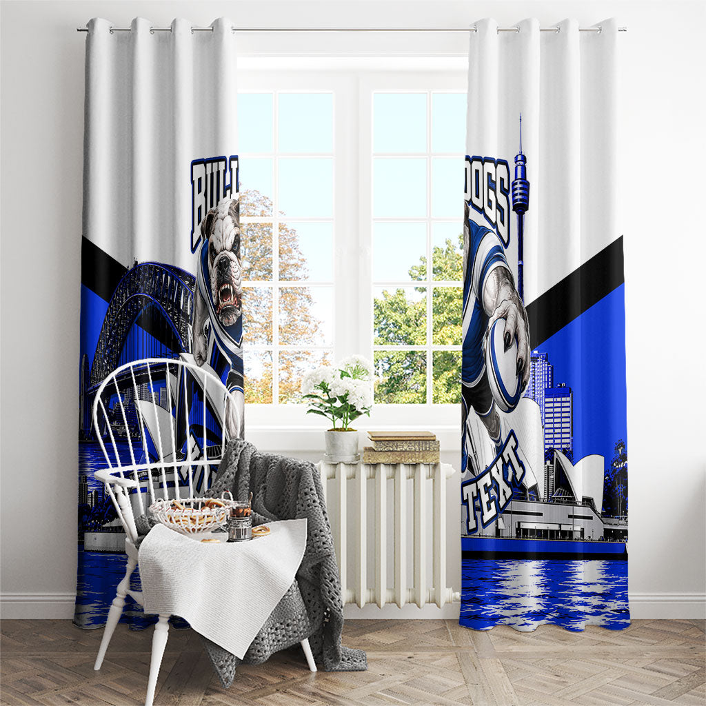 Personalised Canterbury Bankstown Bulldogs Window Curtain Rugby Mascot Sydney City Skyline