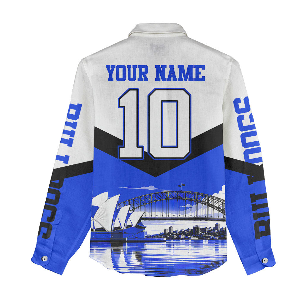 Personalised Canterbury Bankstown Bulldogs Women Casual Shirt Rugby Mascot Sydney City Skyline
