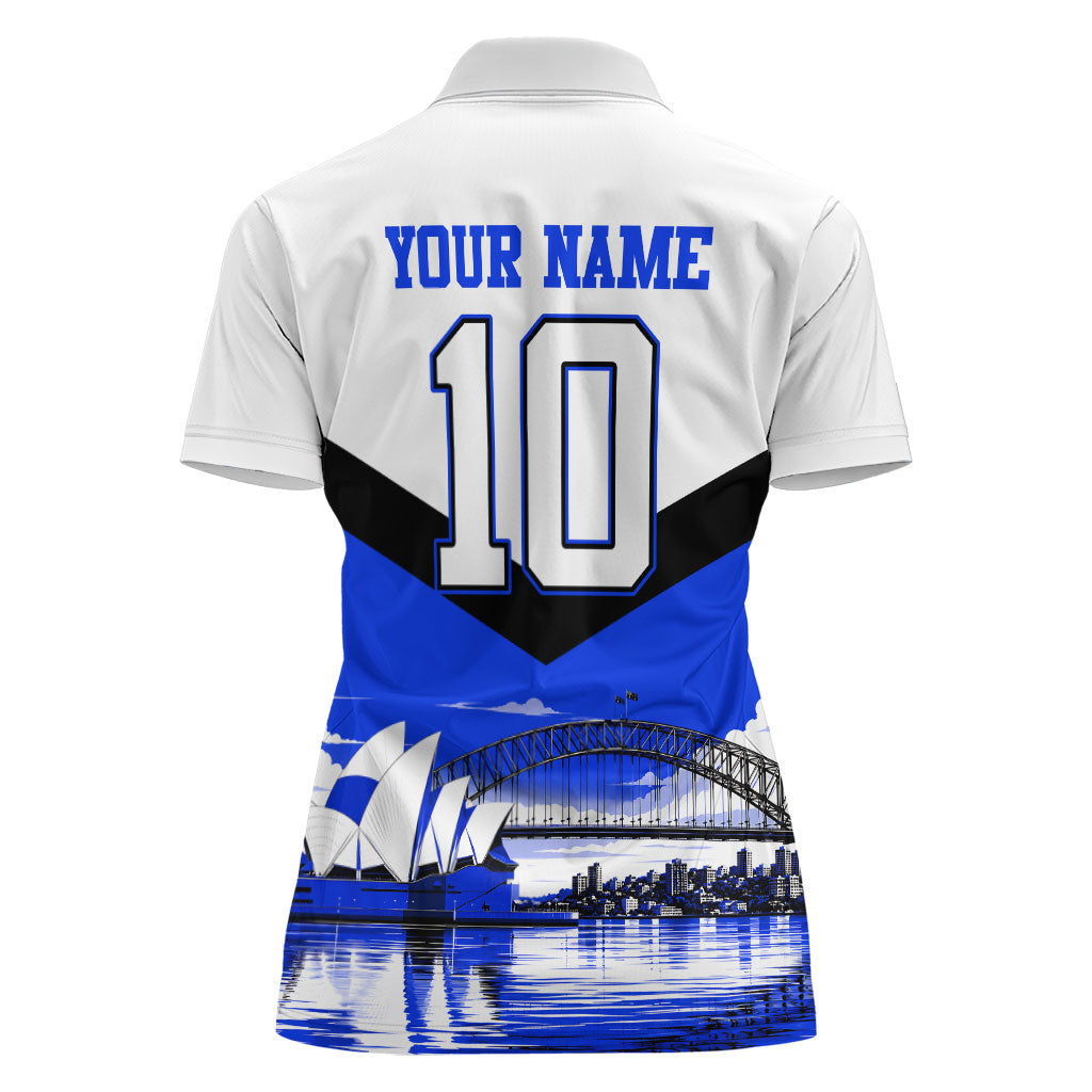 Personalised Canterbury Bankstown Bulldogs Women Polo Shirt Rugby Mascot Sydney City Skyline