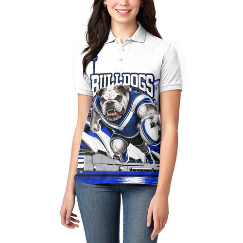 Personalised Canterbury Bankstown Bulldogs Women Polo Shirt Rugby Mascot Sydney City Skyline