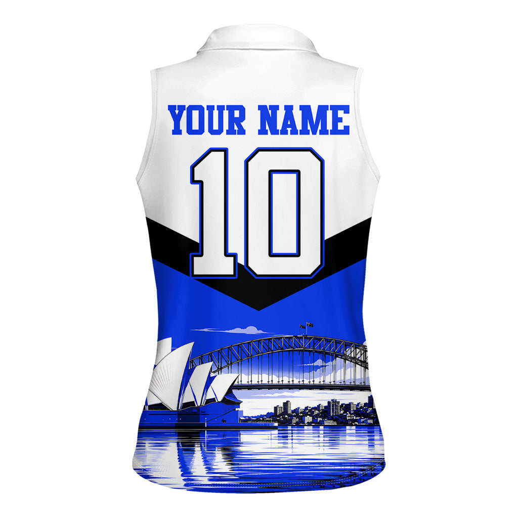 Personalised Canterbury Bankstown Bulldogs Women Sleeveless Polo Shirt Rugby Mascot Sydney City Skyline