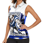 Personalised Canterbury Bankstown Bulldogs Women Sleeveless Polo Shirt Rugby Mascot Sydney City Skyline