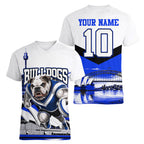 Personalised Canterbury Bankstown Bulldogs Women V-Neck T-Shirt Rugby Mascot Sydney City Skyline