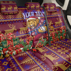 Personalized Brisbane Lions Christmas Back Car Seat Cover Australian Football Mascot - Ugly Xmas Pattern Festive