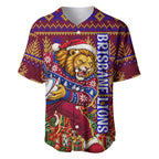 Personalized Brisbane Lions Christmas Baseball Jersey Australian Football Mascot - Ugly Xmas Pattern Festive