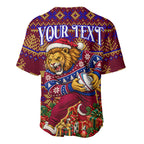 Personalized Brisbane Lions Christmas Baseball Jersey Australian Football Mascot - Ugly Xmas Pattern Festive
