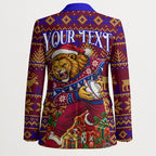 Personalized Brisbane Lions Christmas Blazer Australian Football Mascot - Ugly Xmas Pattern Festive