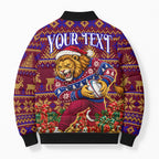 Personalized Brisbane Lions Christmas Bomber Puffer Jacket Australian Football Mascot - Ugly Xmas Pattern Festive