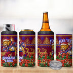 Personalized Brisbane Lions Christmas 4 in 1 Can Cooler Tumbler Australian Football Mascot - Ugly Xmas Pattern Festive