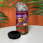 Personalized Brisbane Lions Christmas 4 in 1 Can Cooler Tumbler Australian Football Mascot - Ugly Xmas Pattern Festive