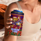 Personalized Brisbane Lions Christmas 4 in 1 Can Cooler Tumbler Australian Football Mascot - Ugly Xmas Pattern Festive