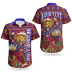 Personalized Brisbane Lions Christmas Couples Matching Mermaid Dress and Hawaiian Shirt Australian Football Mascot - Ugly Xmas Pattern Festive