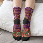 Personalized Brisbane Lions Christmas Crew Socks Australian Football Mascot - Ugly Xmas Pattern Festive