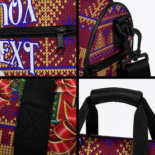 Personalized Brisbane Lions Christmas Duffle Bag Australian Football Mascot - Ugly Xmas Pattern Festive
